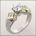 1 Carat High Qaulity Round Cubic Zirconia Two Tone Gold Engagement Ring
