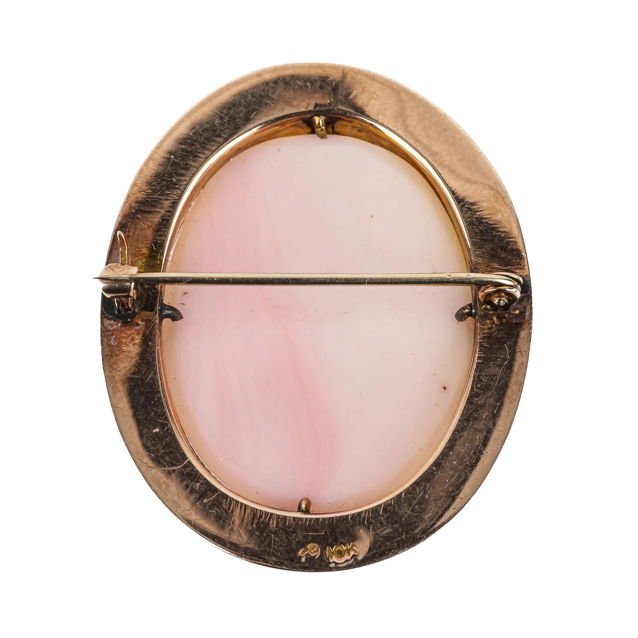 10K Yellow Gold Chased Cameo Brooch