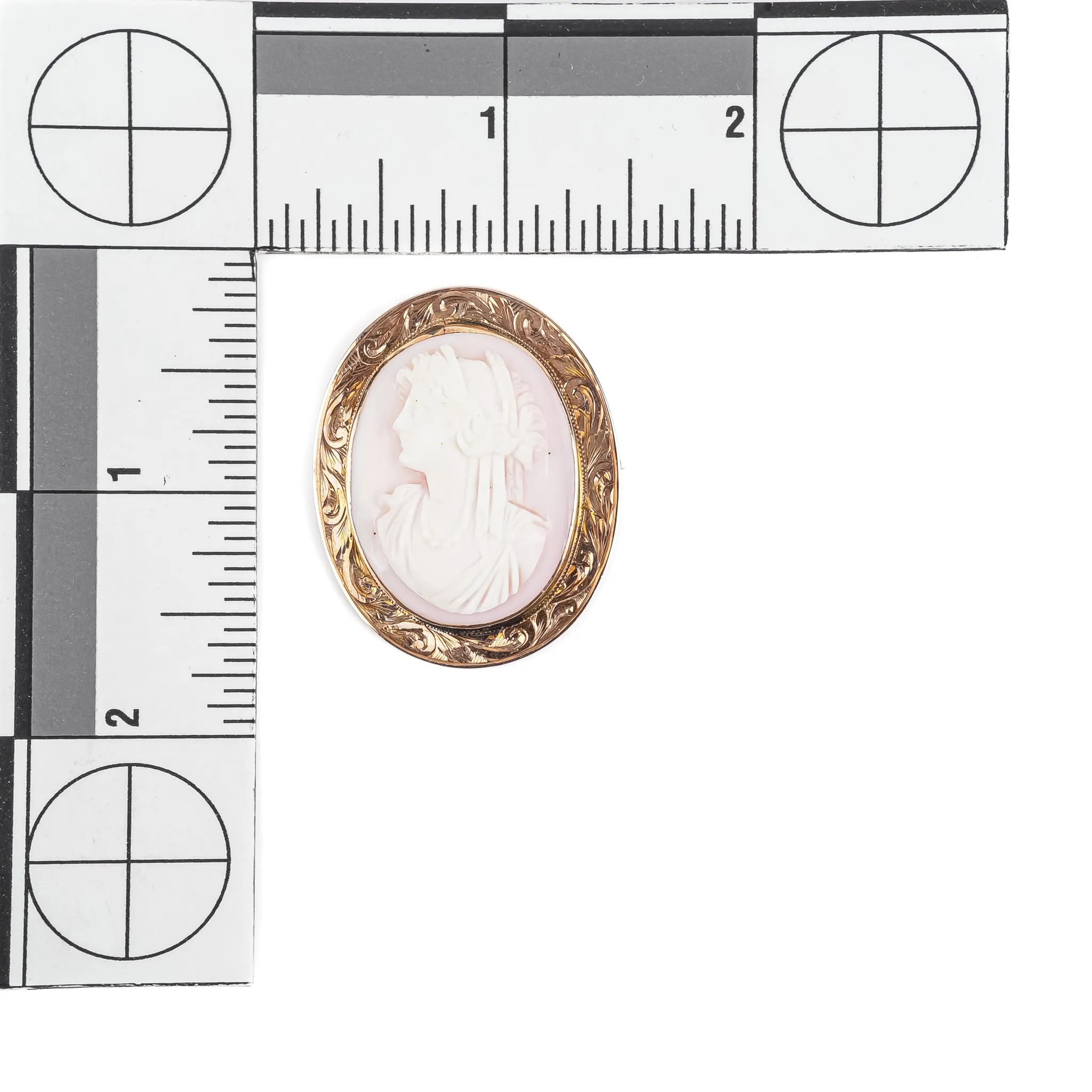10K Yellow Gold Chased Cameo Brooch
