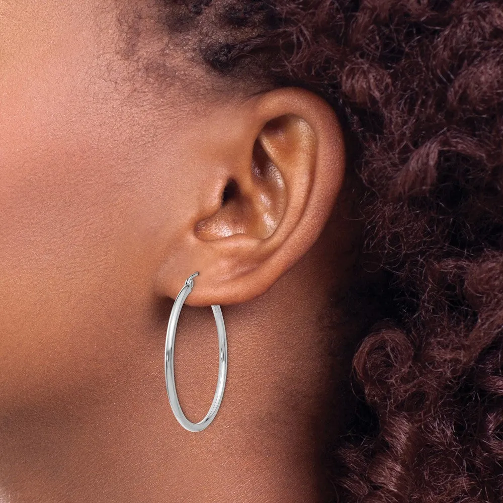 10KT White Gold 31X2MM Hoop Earrings
