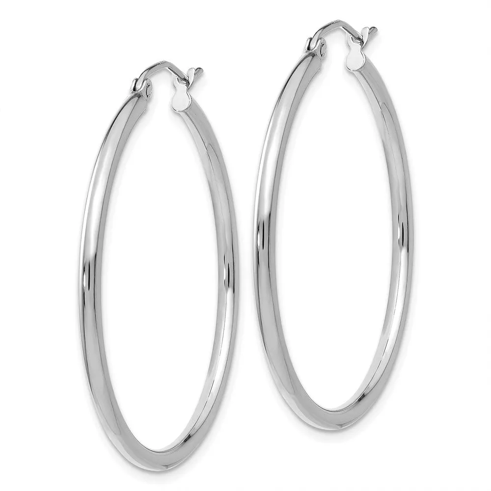 10KT White Gold 31X2MM Hoop Earrings