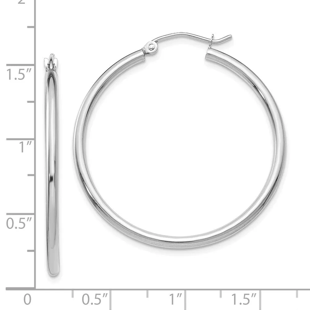 10KT White Gold 31X2MM Hoop Earrings