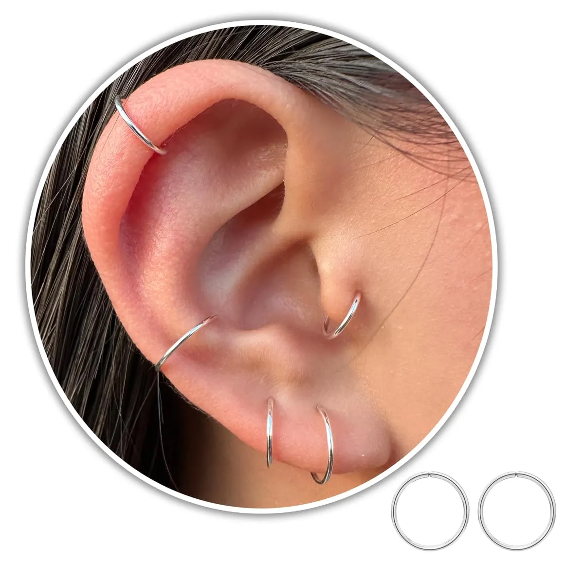 10mm Small Hoop Earrings for Cartilage, Nose, Upper Ear Piercing Hoops, Helix Hoop Earring, Thin Conch Piercing Jewelry, 22 Guage 10 mm Nose Ring Hoop 22G