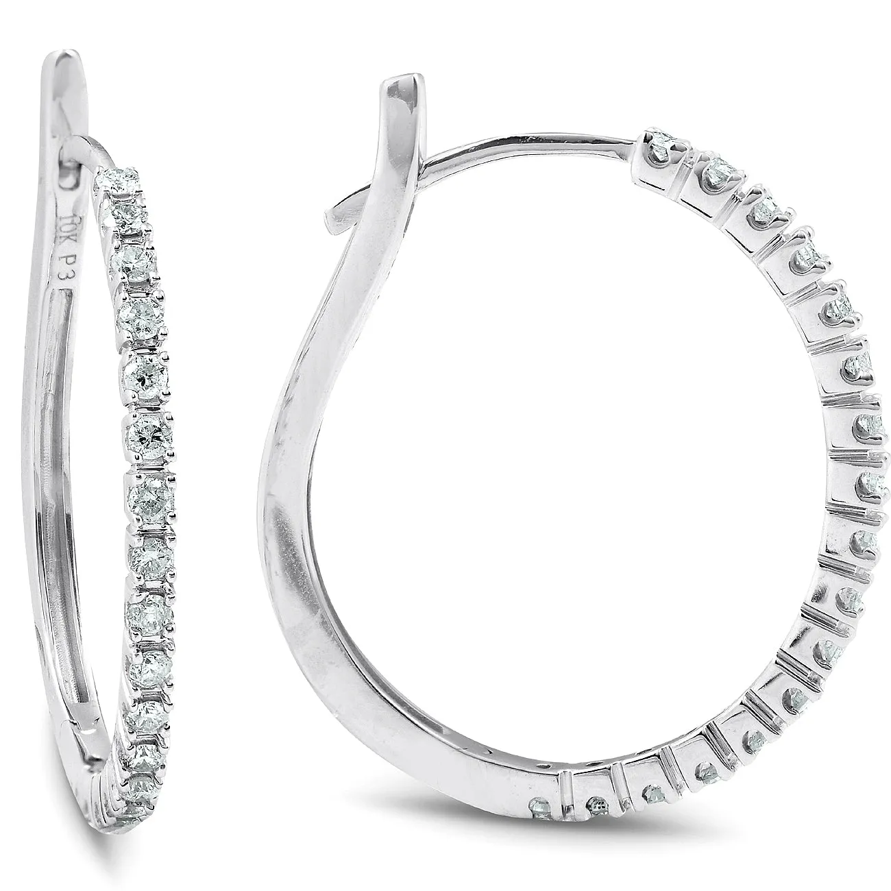 1/2ct Diamond Hoops 10K White Gold