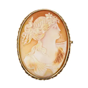 14K Yellow Gold Cameo Brooch 48-36mm