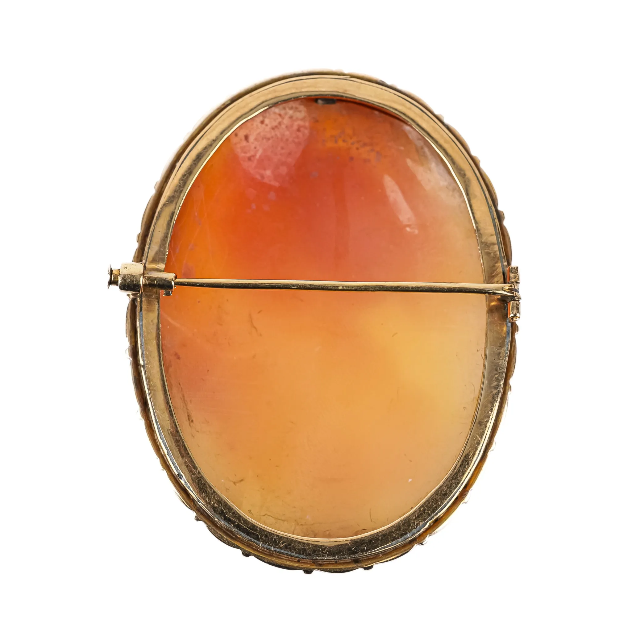 14K Yellow Gold Cameo Brooch 48-36mm