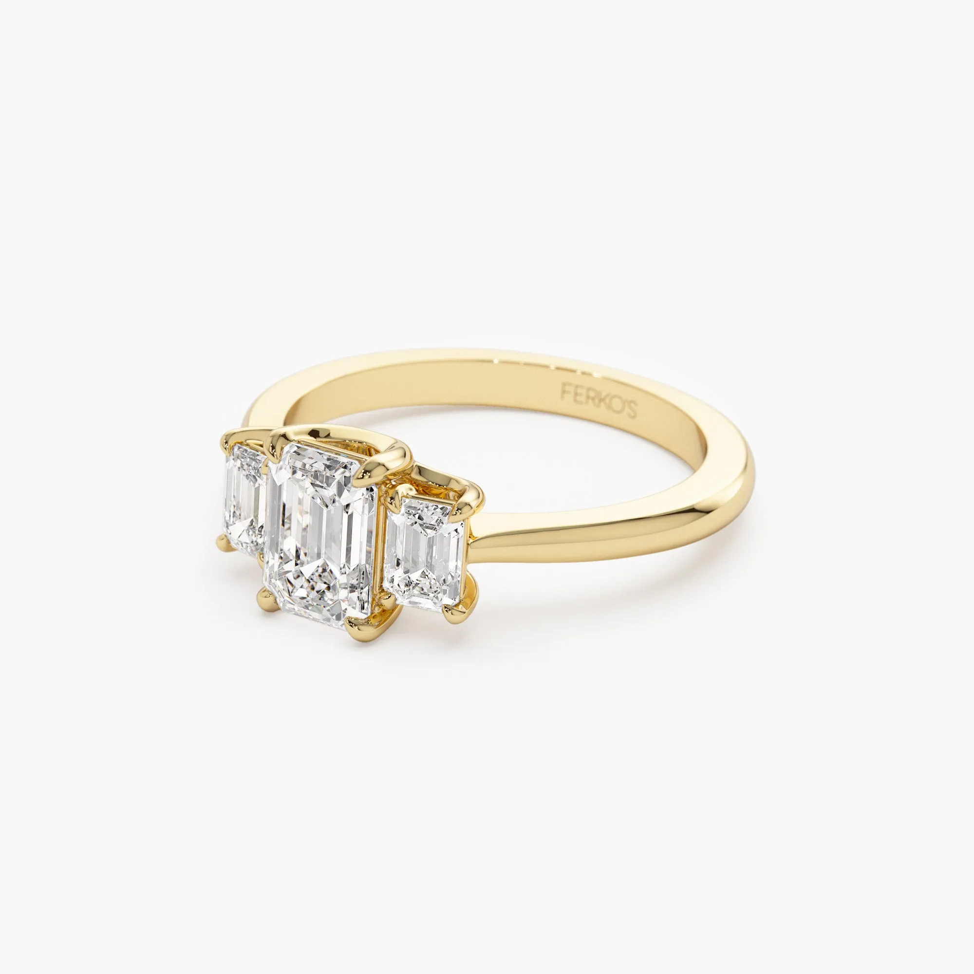 1.50 ctw 14k Emerald Cut Lab-Grown Diamond Three Stone Engagement Ring - Julie