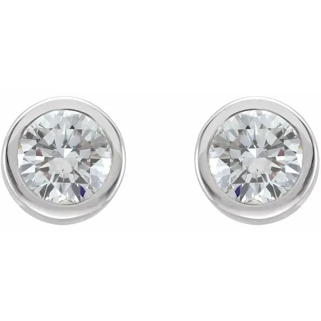 18K Gold 1/3 CTW Round Bezel-Set Solitaire Stud Earring Mounting