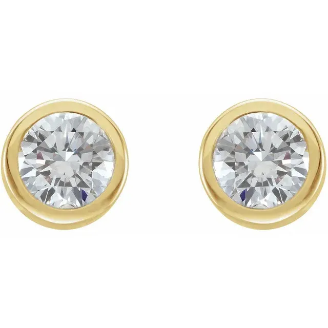 18K Gold 1/3 CTW Round Bezel-Set Solitaire Stud Earring Mounting