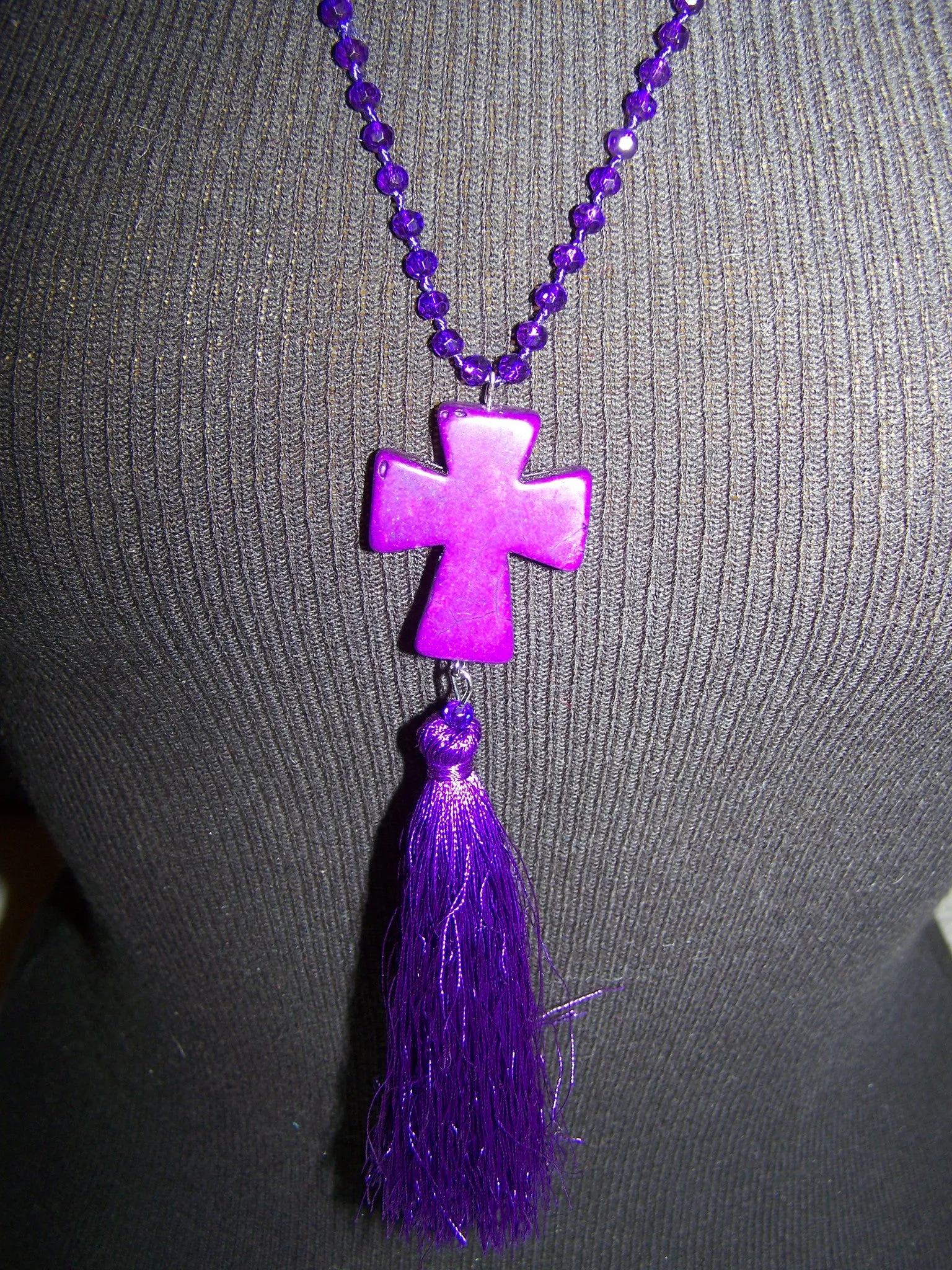 21" Beaded Necklace (Cross) with Tassel