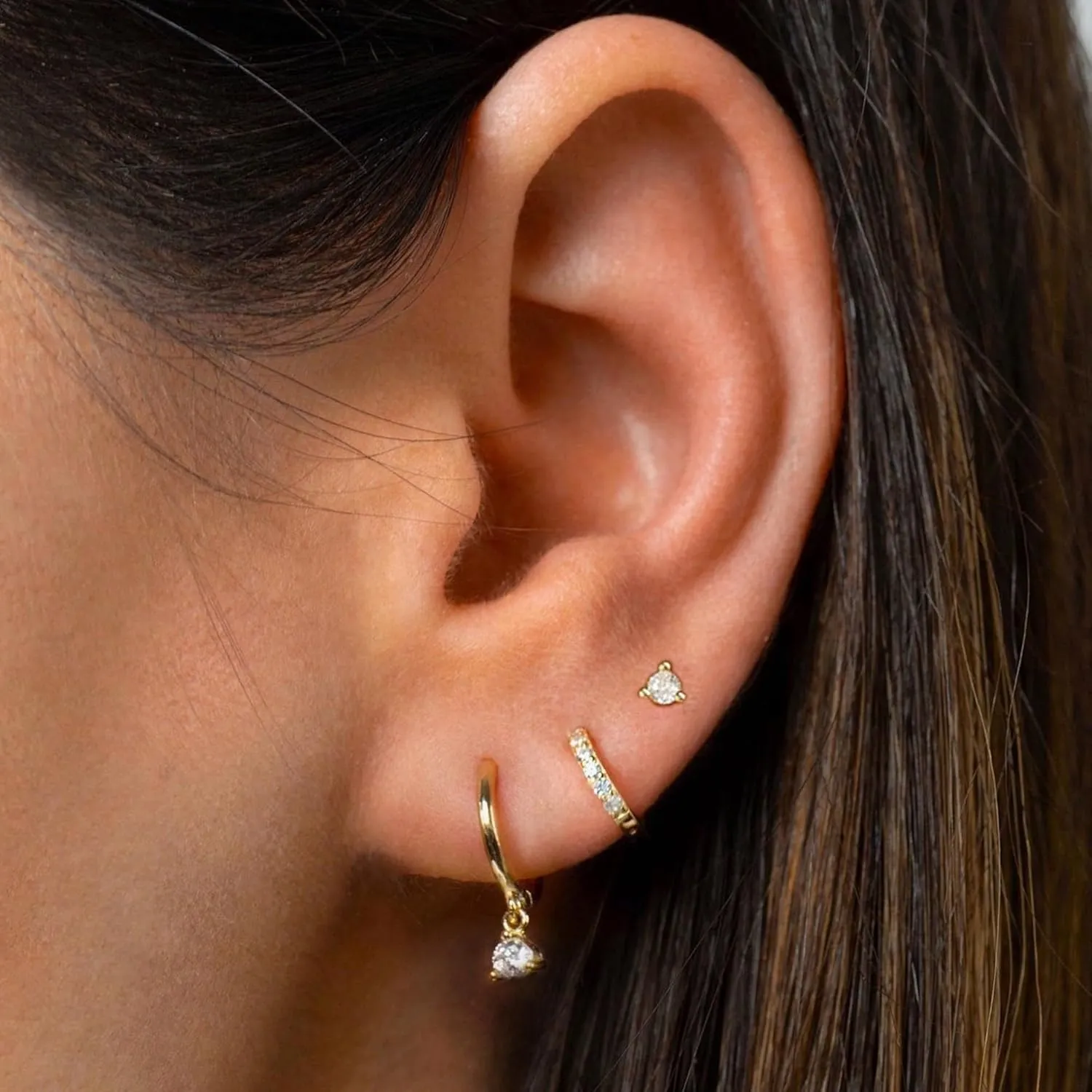 3 Pairs Silver Hoop Earrings Set: Dainty Stud Earrings Trendy Small 925 Sterling Silver Plated Hypoallergenic CZ Dangle Cartilage Huggie Earrings for Women Silver Jewelry for Women