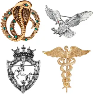 4PCS British Style Crown Brooch Men's Suit Corsage Vintage Badge Wedding Dress Corsage Accessories Exquisite Suit Badge
