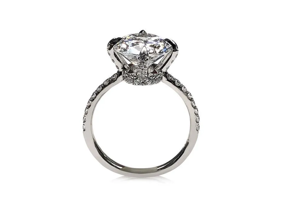 5 Carat Oval Cubic Zirconia Engagement Ring with Pave set Prongs