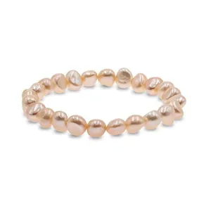 7-8mm Pink Baroque Freshwater Pearl Bracelet for Women and Girls