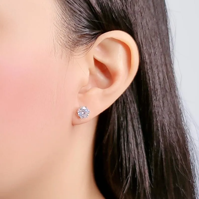 7mm Cubic Zirconia Solitaire Stud Earring