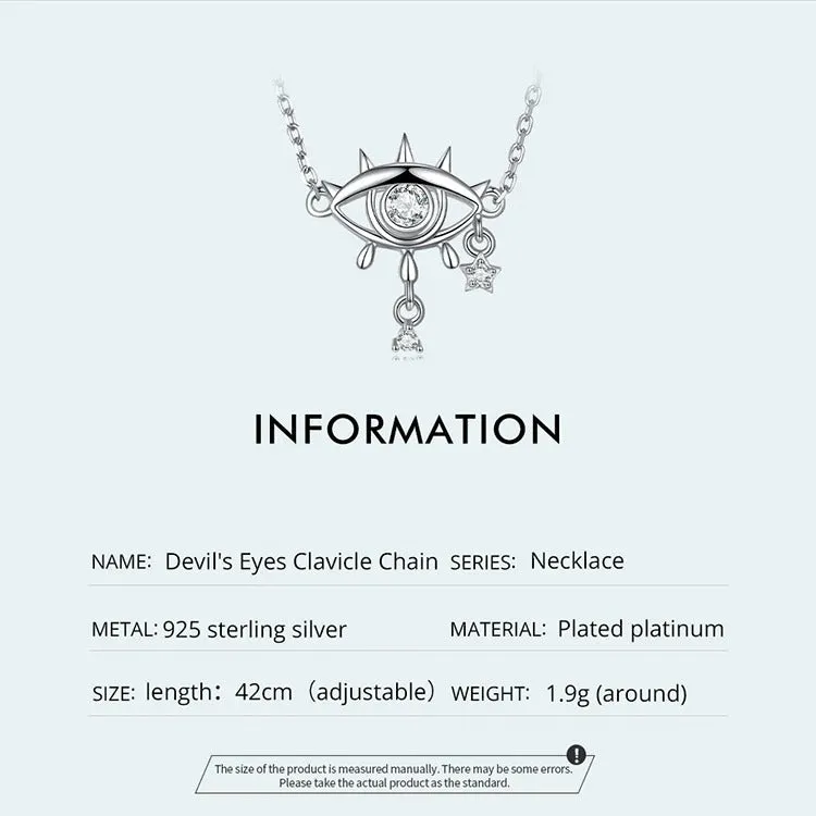 925 Sterling Silver Devil's Eyes Clavicle Chain for Women Fine Jewelry Guardian Necklace Choker Wedding Gift