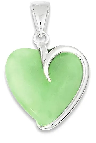 925 Sterling Silver Green Jade Heart Pendant Charm Necklace Love Ful Fine Jewelry For Women Gifts For Her