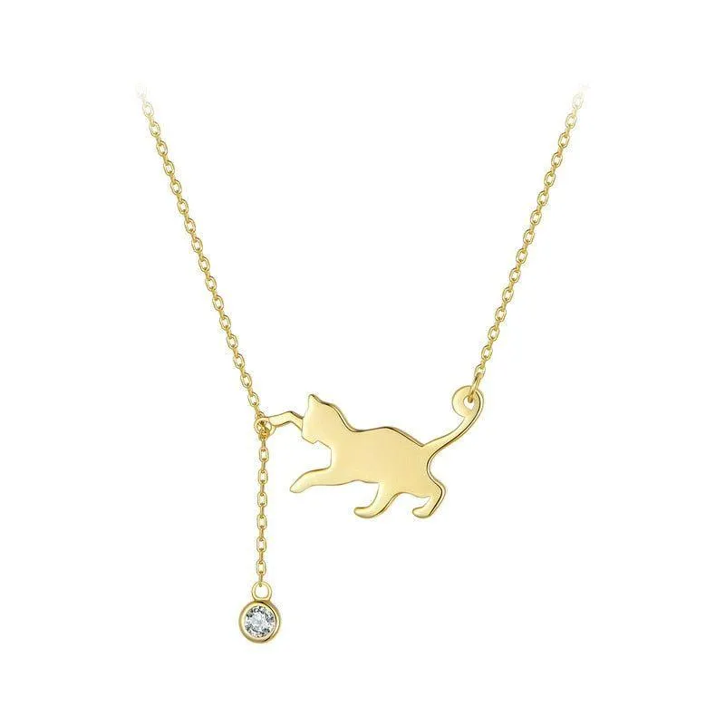 925 Sterling Silver Pussy Cat Pendant Necklace Charm Jewelry