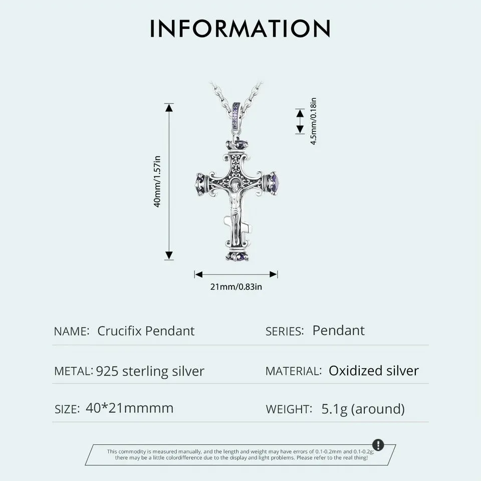 925 Sterling Silver Vintage Pattern Cross Pendant Necklace Crucifix Charms Fit Women Original Necklace DIY Fine Jewelry