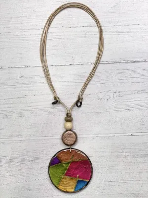 Alisha D Print Cubism Art Necklace Resin Pendant Adjustable Cord
