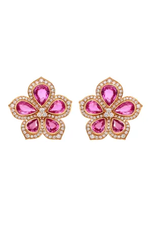 Amore Pink Sapphire Flower Earrings