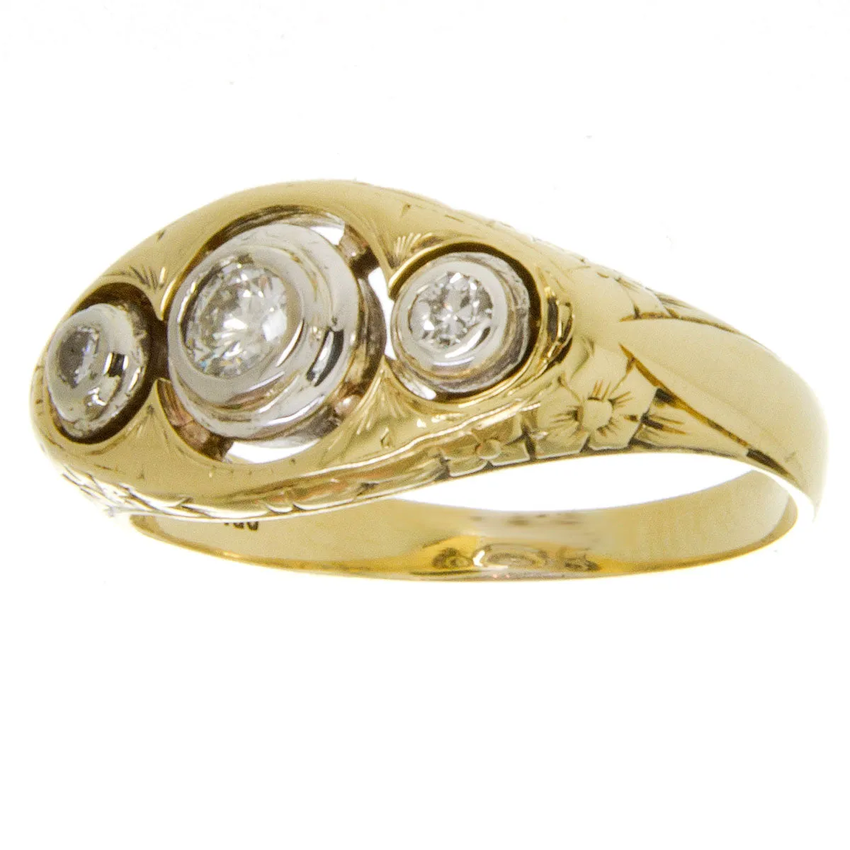 Art Deco 3 Stone Diamond Anniversary Ring