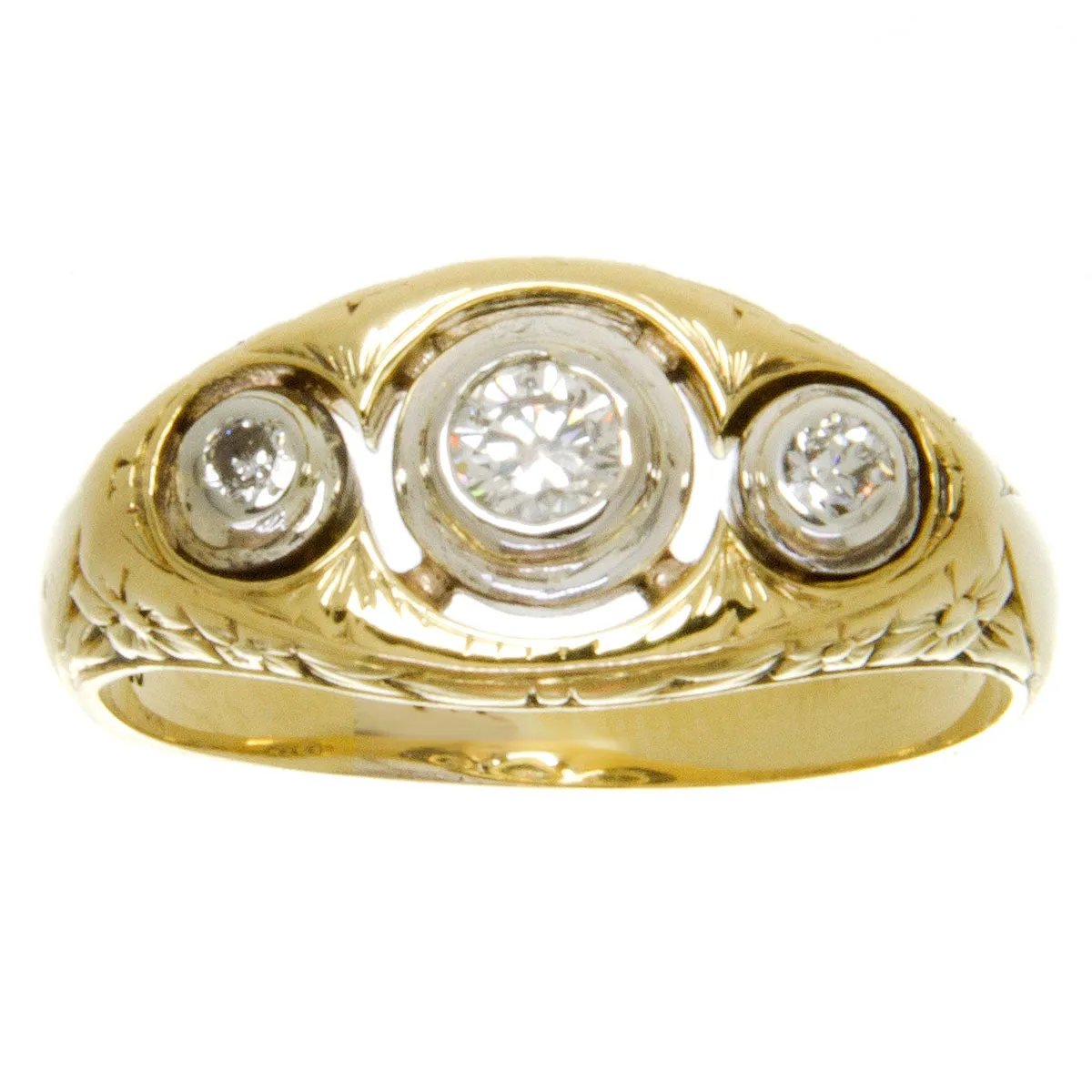 Art Deco 3 Stone Diamond Anniversary Ring