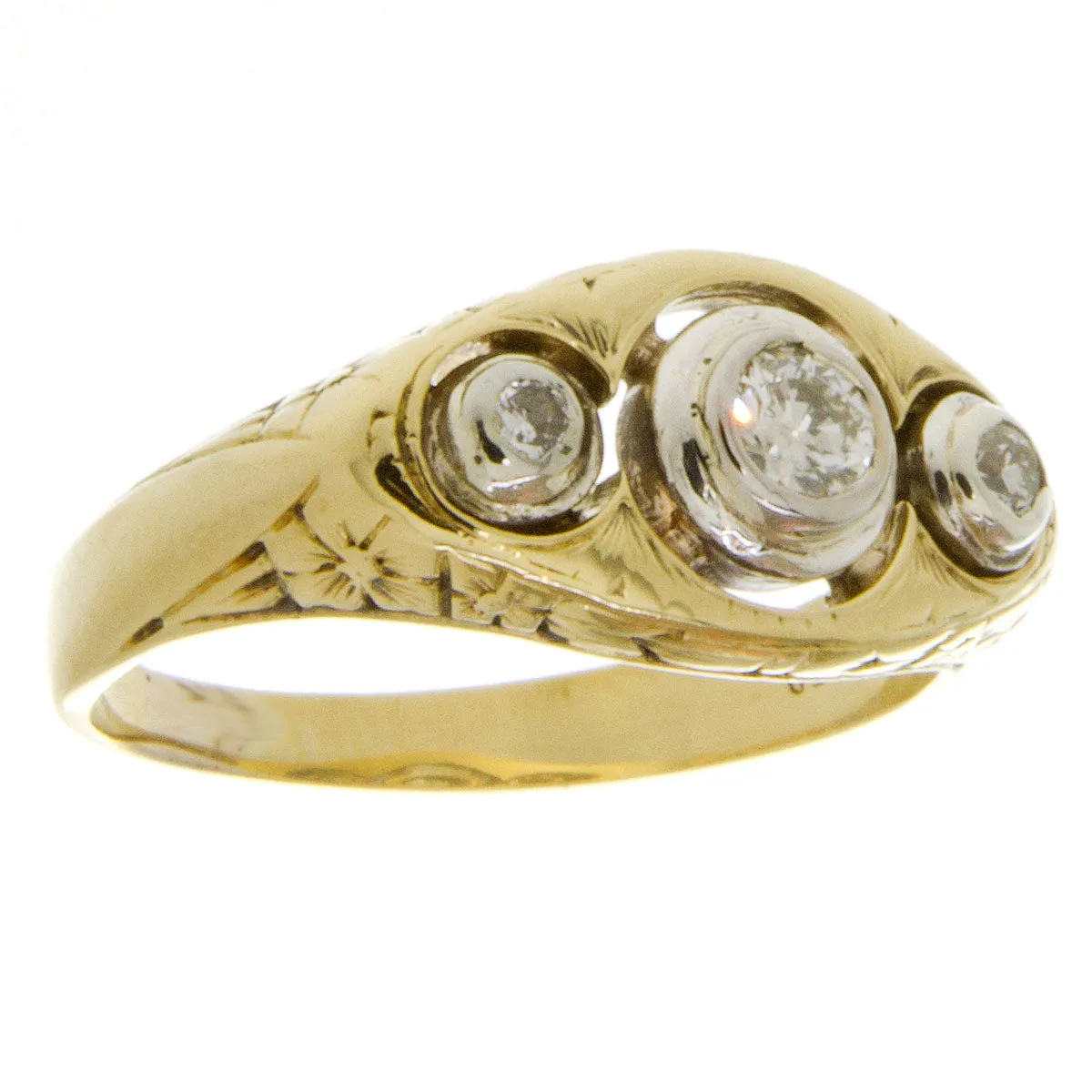Art Deco 3 Stone Diamond Anniversary Ring