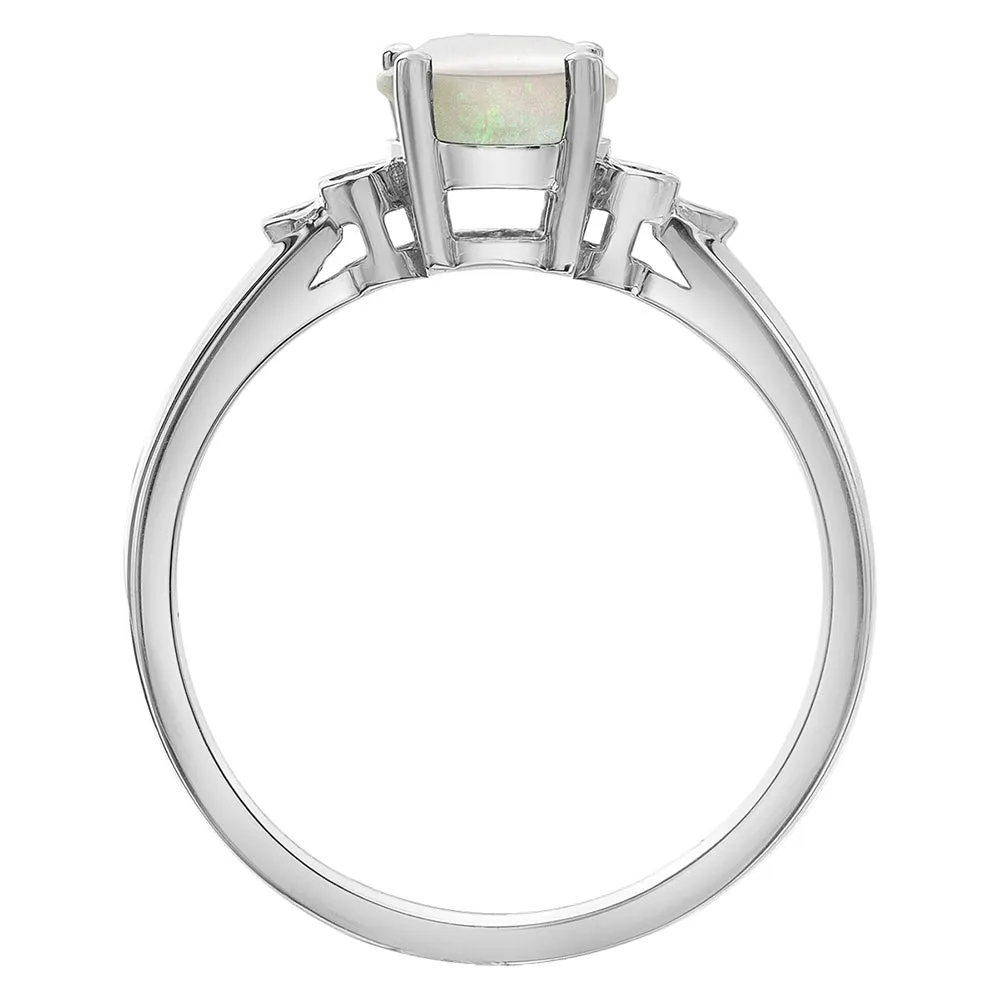 Bezel Set Diamond and Opal Ring