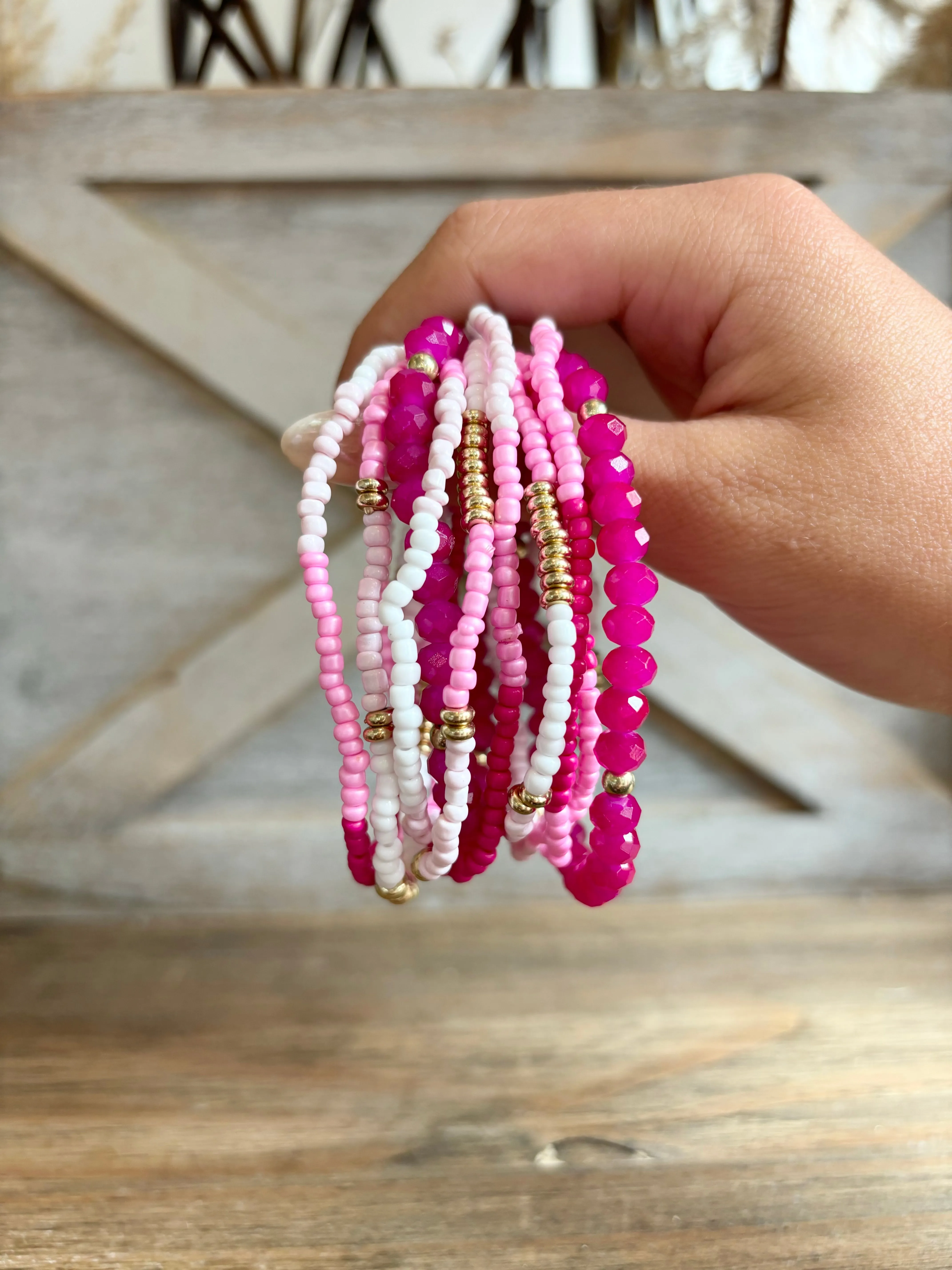 Boho Bracelets in Hot Pink