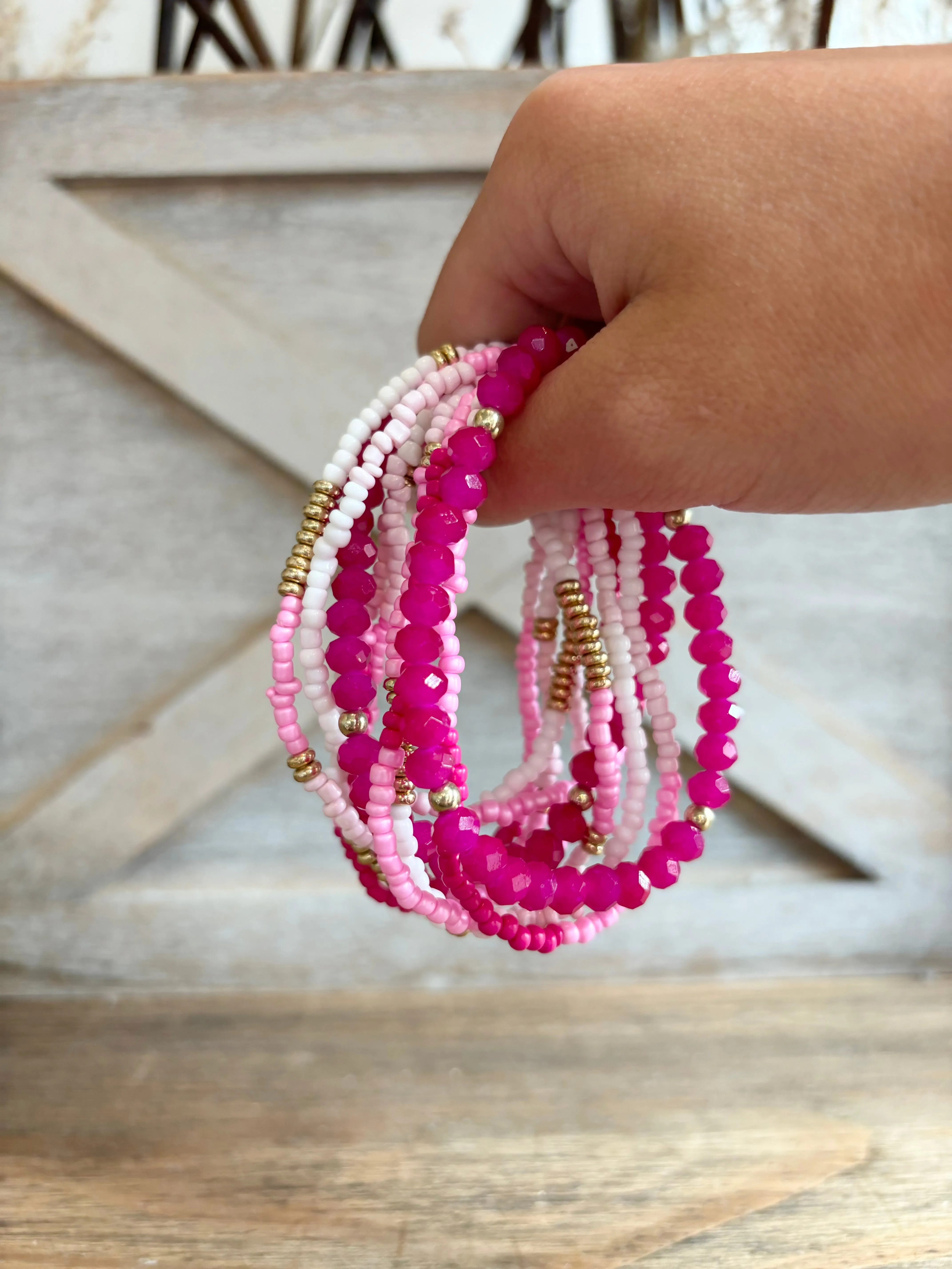 Boho Bracelets in Hot Pink