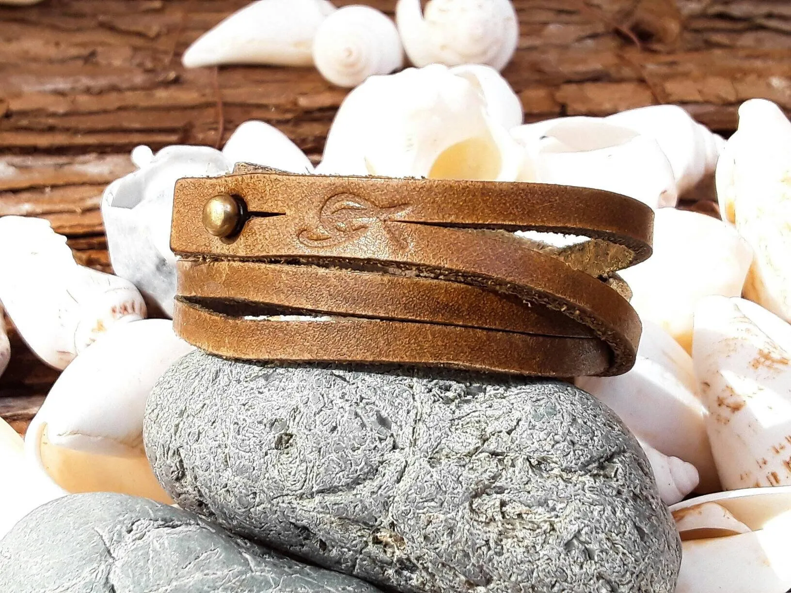 Brown Men's Leather Wrap Bracelet for Friendship Gifts by Ishaor