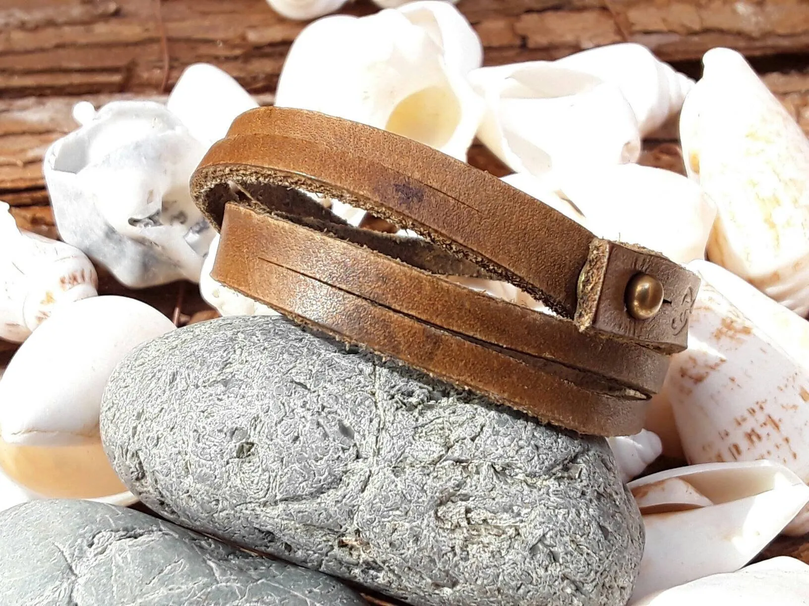 Brown Men's Leather Wrap Bracelet for Friendship Gifts by Ishaor