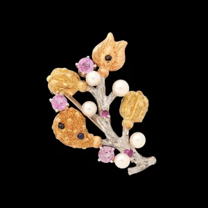 Cazzaniga Flower & Branch Brooch