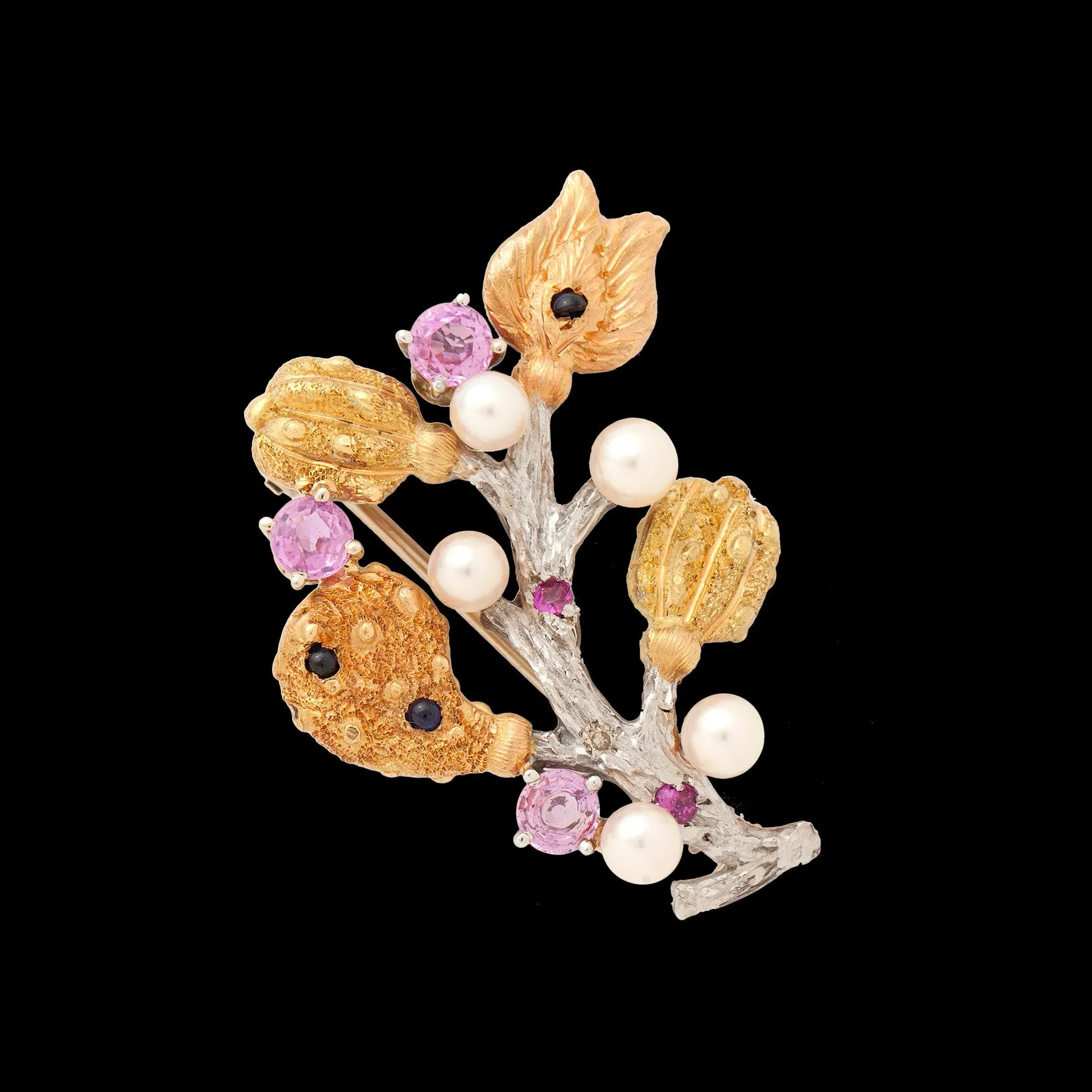 Cazzaniga Flower & Branch Brooch