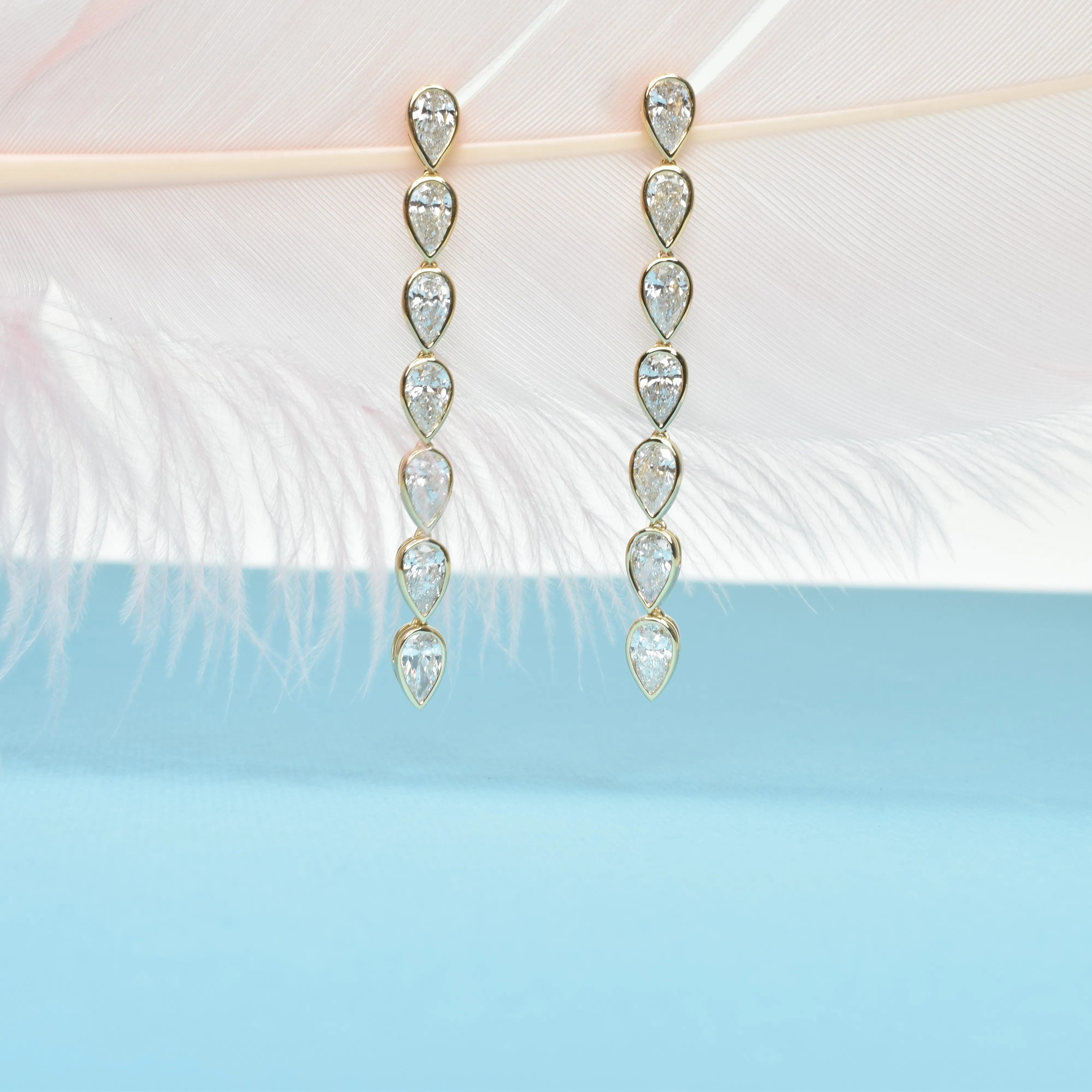Classic Bezel Set Pear Shape Drop Earrings