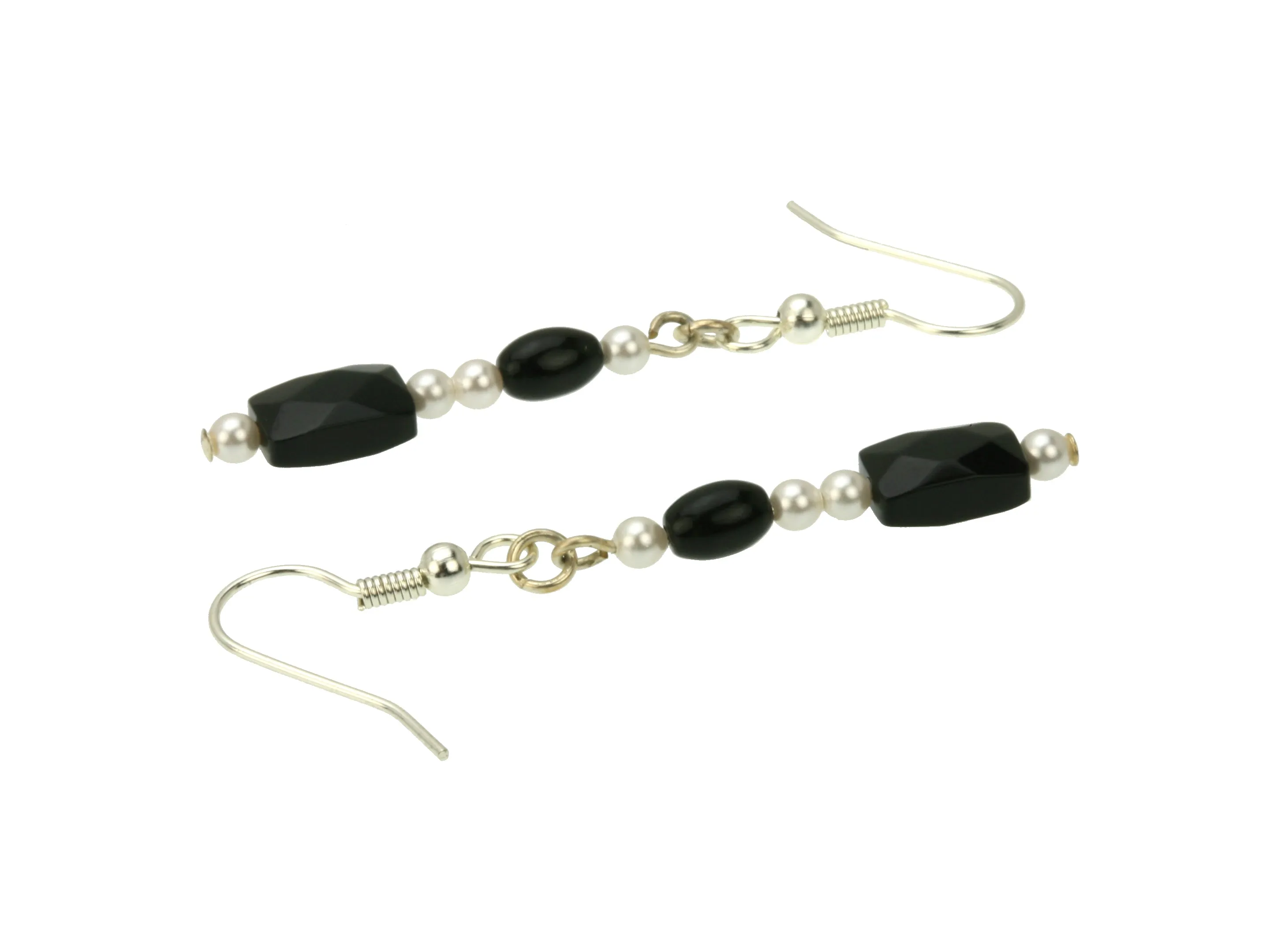Classic Black and White Silver Earrings