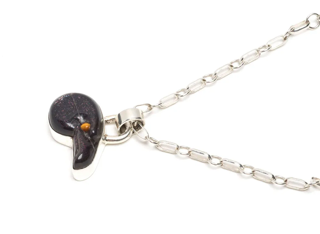 Covellite Raven Head Fetish Pendant