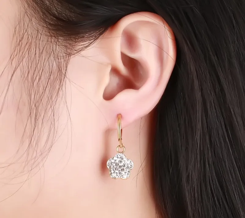 Crystal Heart Drop Earrings For Women Girl Gold Plating Earring Wedding brincos