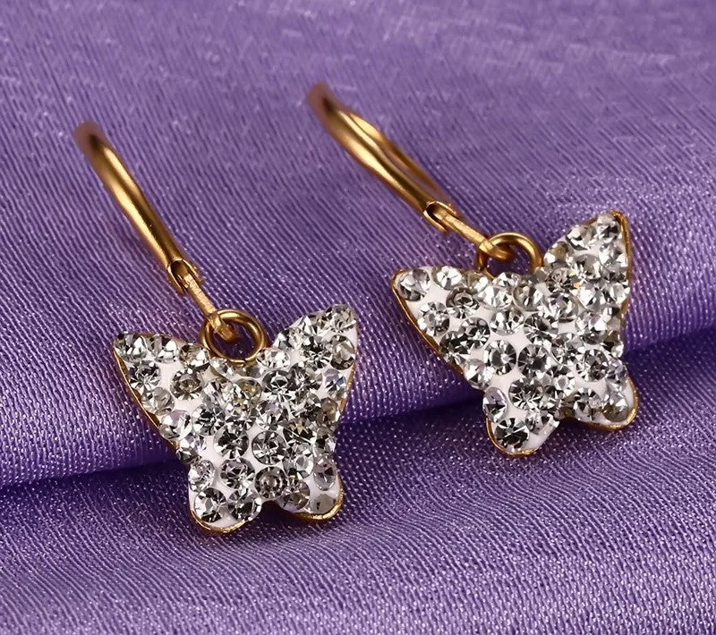 Crystal Heart Drop Earrings For Women Girl Gold Plating Earring Wedding brincos