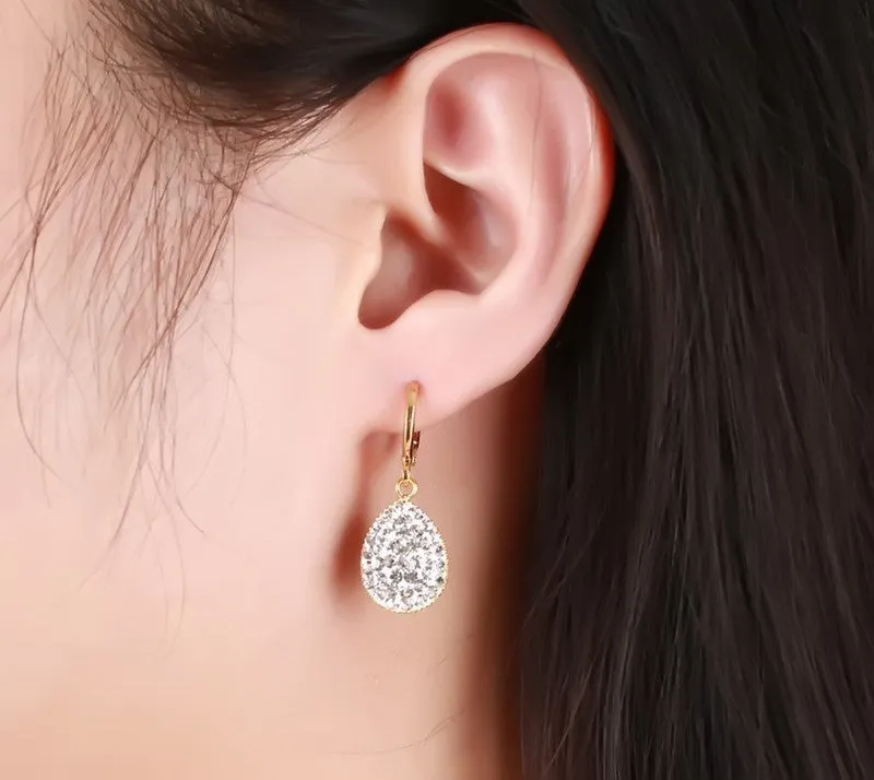 Crystal Heart Drop Earrings For Women Girl Gold Plating Earring Wedding brincos