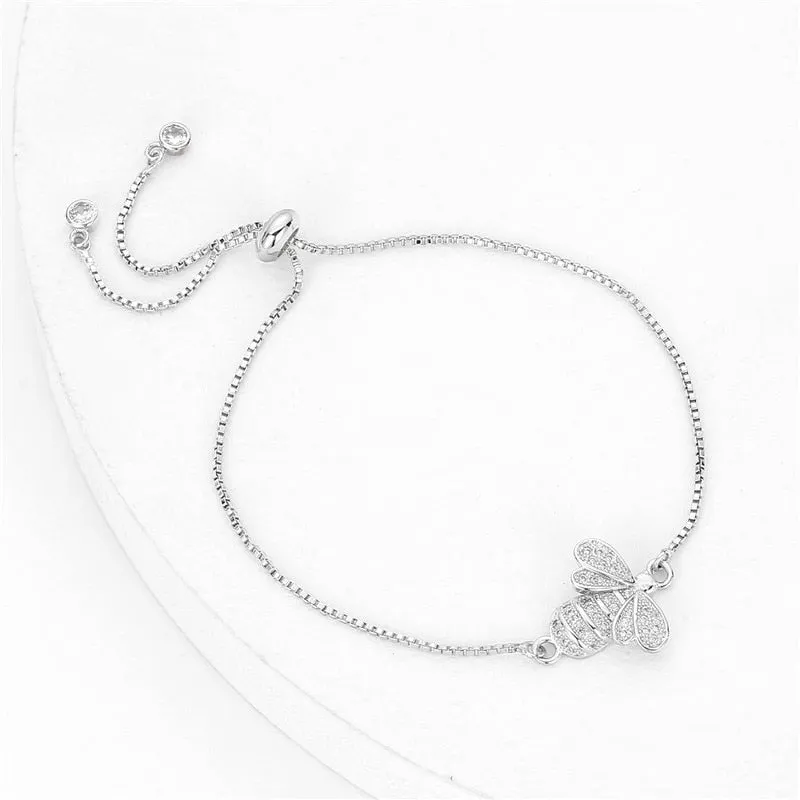 Cute Cubic Zirconia Bee Charm Bracelets