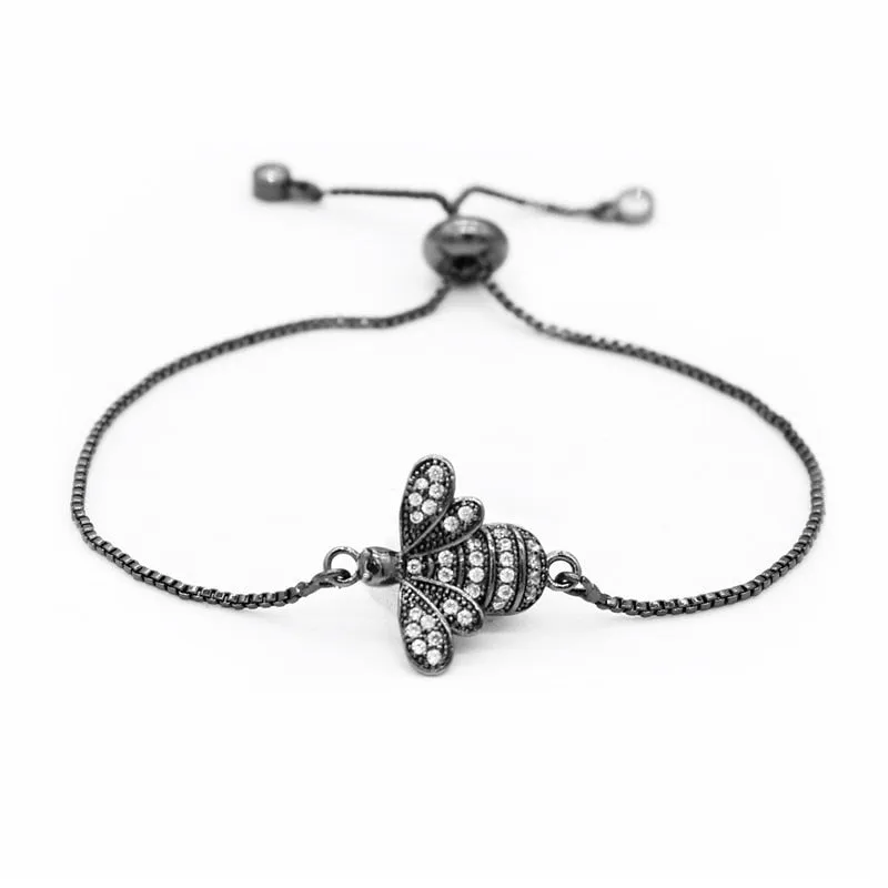 Cute Cubic Zirconia Bee Charm Bracelets