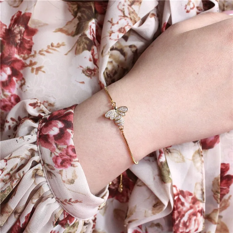 Cute Cubic Zirconia Bee Charm Bracelets