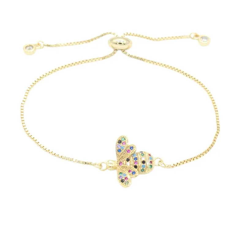 Cute Cubic Zirconia Bee Charm Bracelets