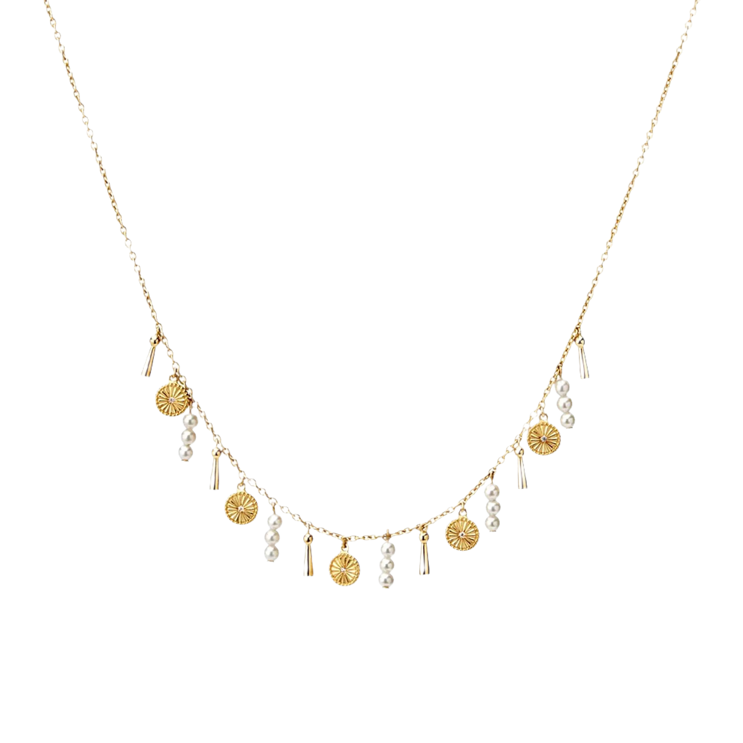 Diamond and Pearl Dangle Necklace by Awe Inspired