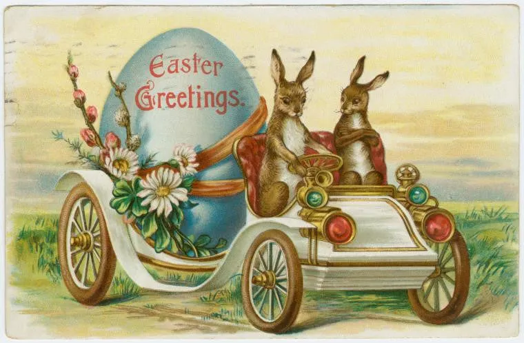 Digital Download "Easter Greetings" Easter Postcard (c.1907) - Instant Download Printable