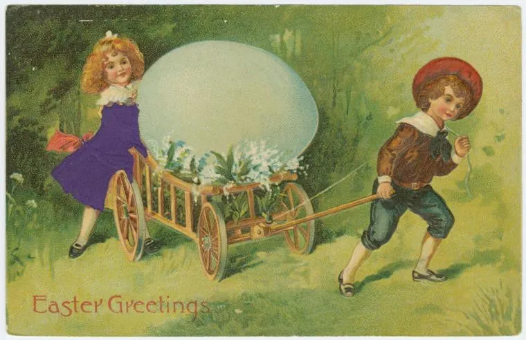 Digital Download "Easter Greetings" Easter Postcard (c.1908) - Instant Download Printable