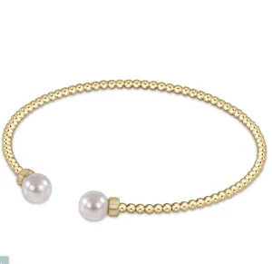 E Newton Classic Gold 2mm Bead Cuff Pearl