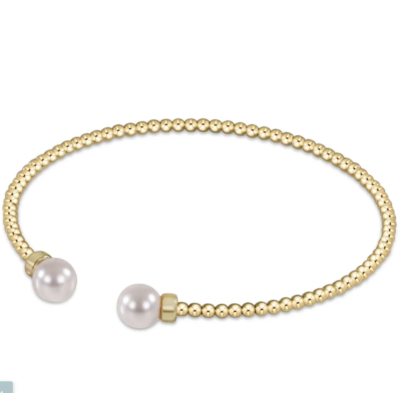 E Newton Classic Gold 2mm Bead Cuff Pearl